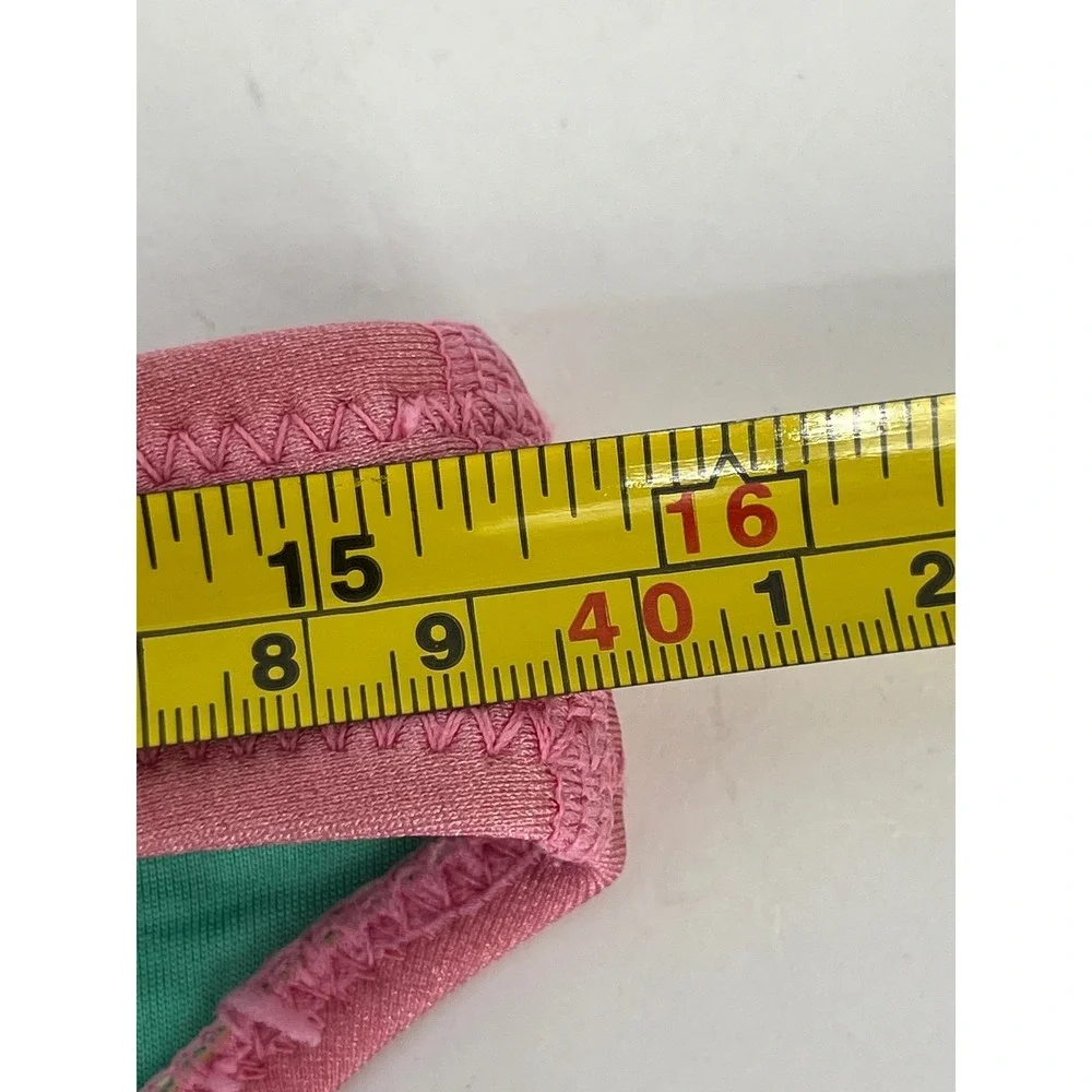 Triangl Sz M Floral Bikini Bottom Swimsuit‎ Low Rise Pink Green Tropical Beach